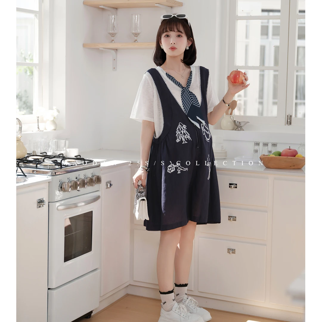 【夜航少女】孕妇装夏季森系法式减龄背带裤时尚孕妇裤