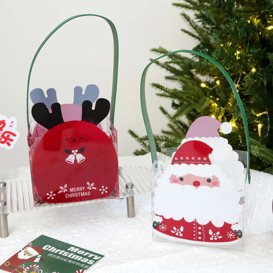 圣诞节新品pvc大号苹果盒创意礼物花艺材料平安夜花店资材手提盒