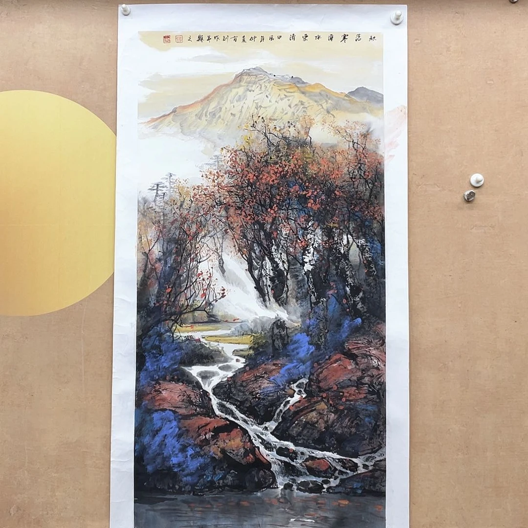 国画手绘国画精品山水，李有训，画心价