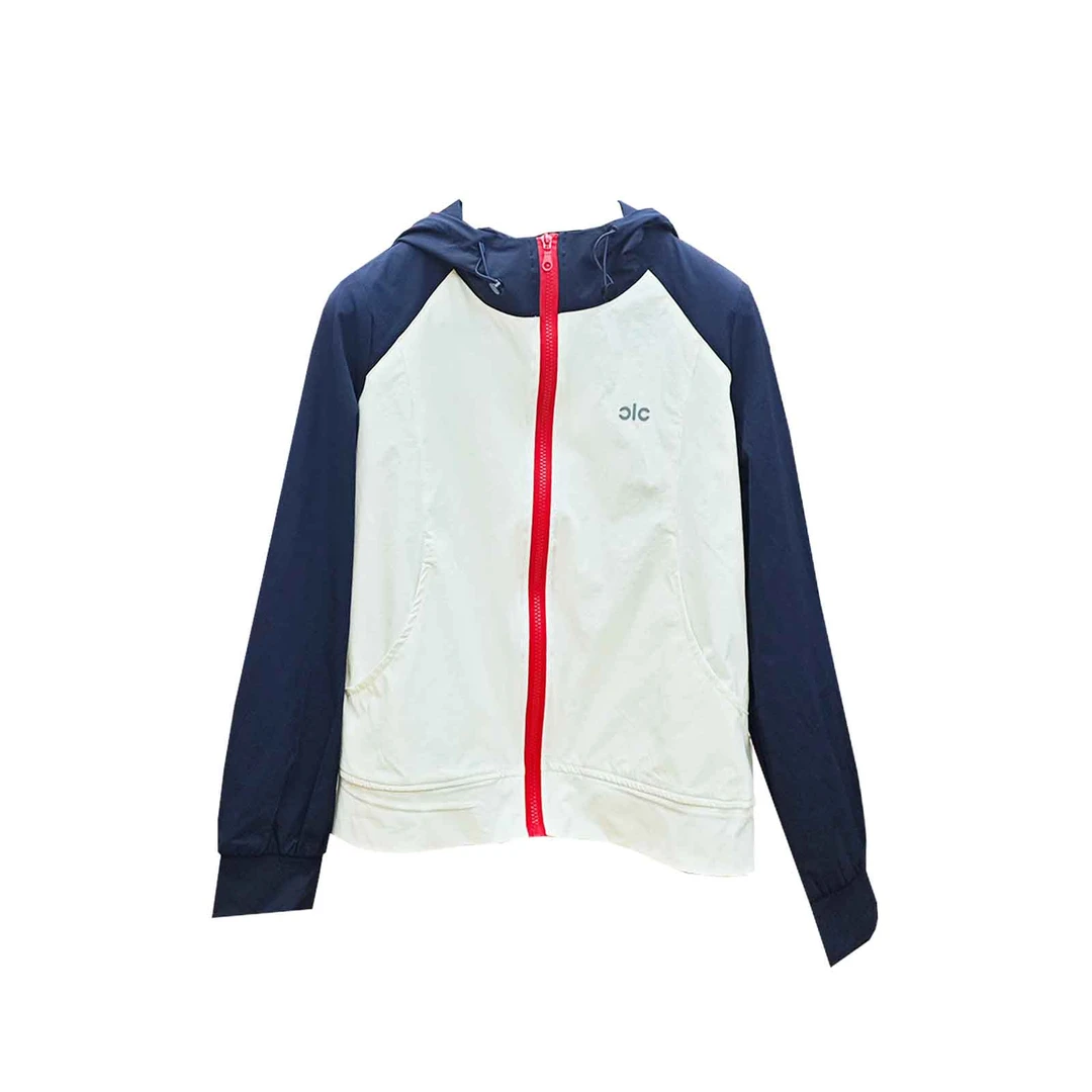 863夏季连帽双头拉链拼色修身连帽短外套