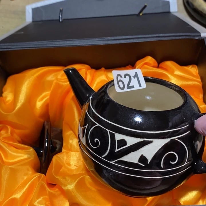 瓷片磁州窑黑刻多孔壶微瑕疵约400ml