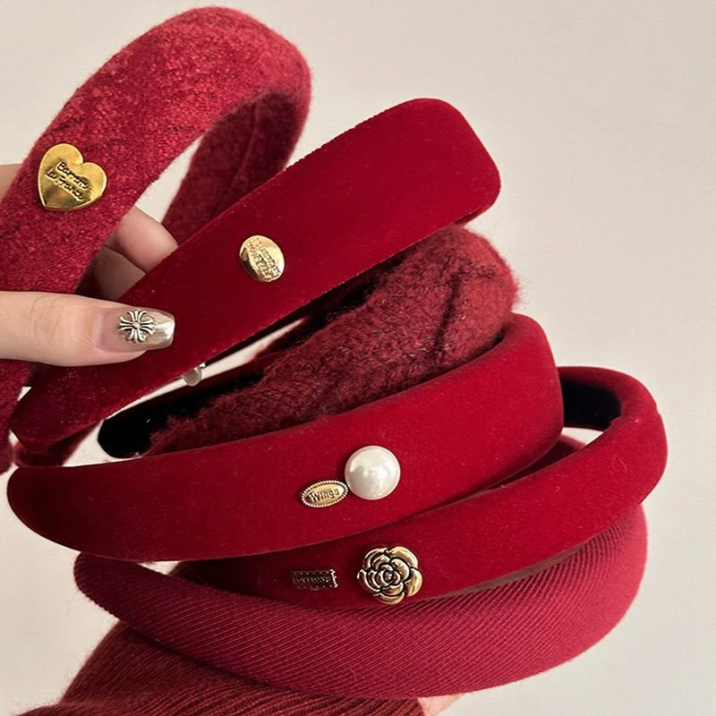 新年红色系高级感海绵发箍高颅顶头箍女新款简约日常洗脸头饰发饰