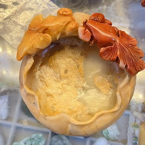 寿山石烟灰缸芙蓉石