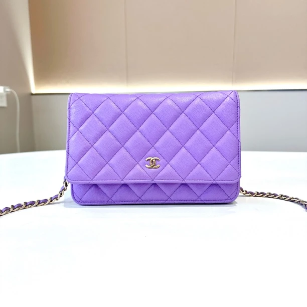 99新 Chanel/香奈儿 WOC系列香芋紫荔枝牛 链条包