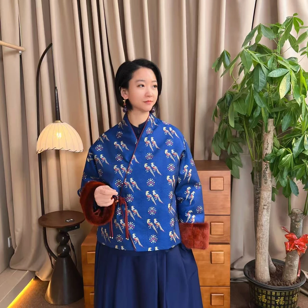 多元国风 李德喜·宋锦·翟鸟·水貂毛·驼绒外套 MT99029