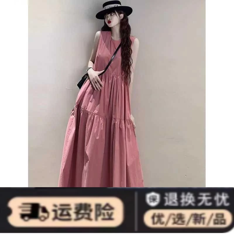 小清新文艺娃娃裙女夏季长款韩版宽松甜美减龄背心裙a字大摆长裙