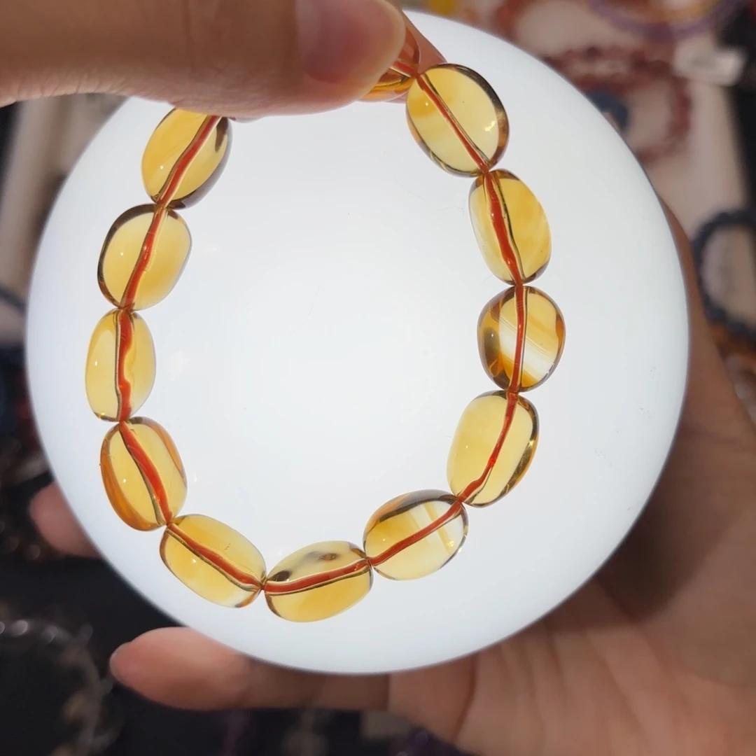 黄晶手链未镶嵌全净体黄水晶手串单圈11～12