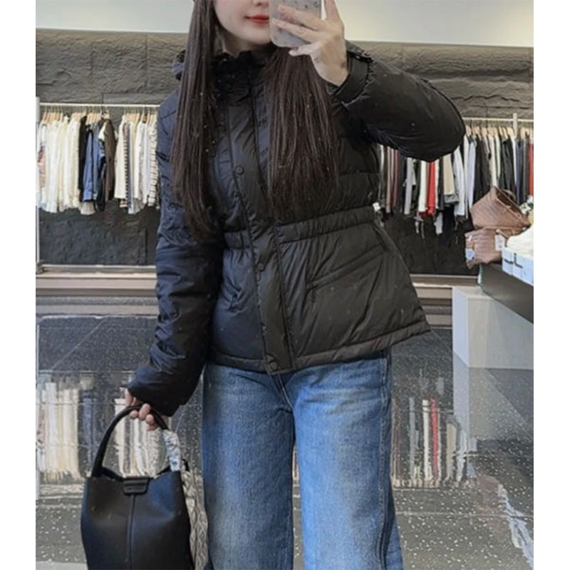 萱贝纯收腰显瘦短款棉衣女2025秋冬新款棉服韩版时尚yurong外套