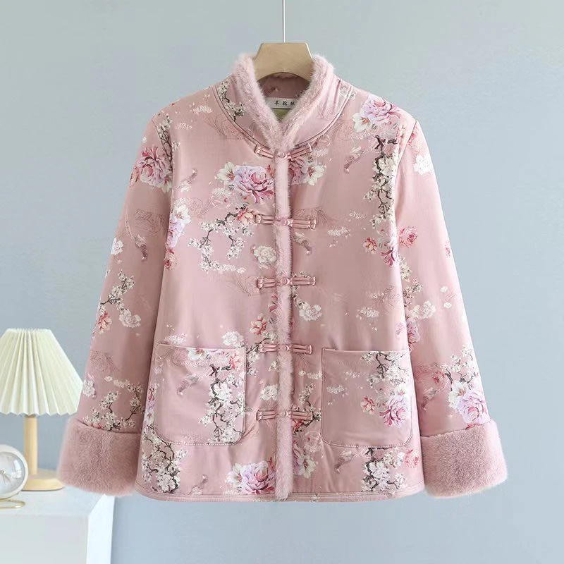 【福利专属】女款新中式国风盘扣加绒加厚立领花棉袄