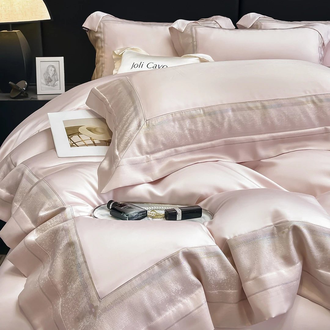 轻奢A类贡缎长绒棉四件套全棉纯棉重工刺绣床单床笠款床上四件套