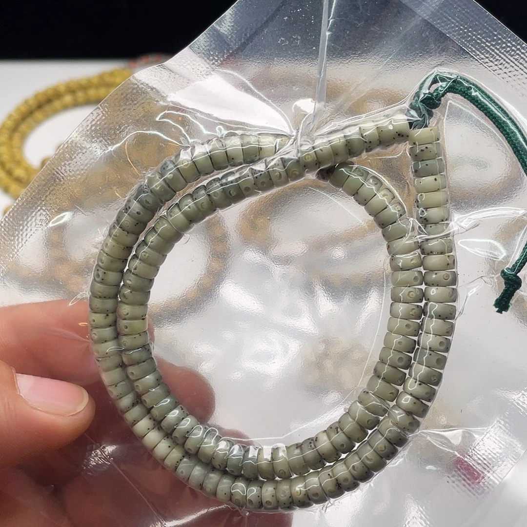 把件星月菩提石玉料3x6药片108