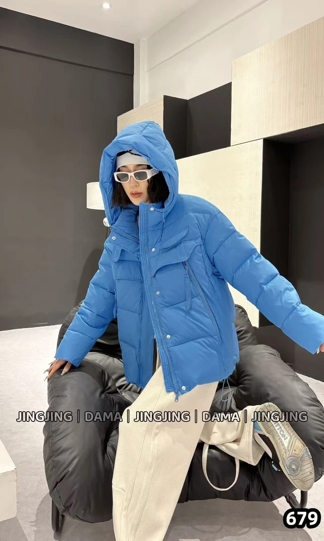 大码女装-679显瘦休闲风静版连帽长袖短款秋冬休闲棉衣