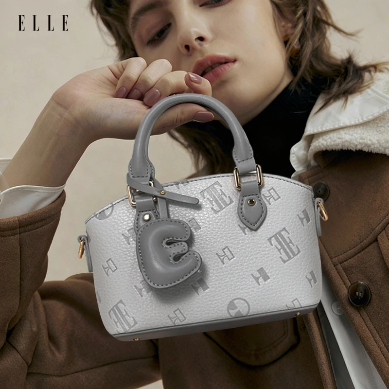 ELLE【琥珀流光】25早秋新款【午后珍珠】爆款女士压纹手提精致斜挎包