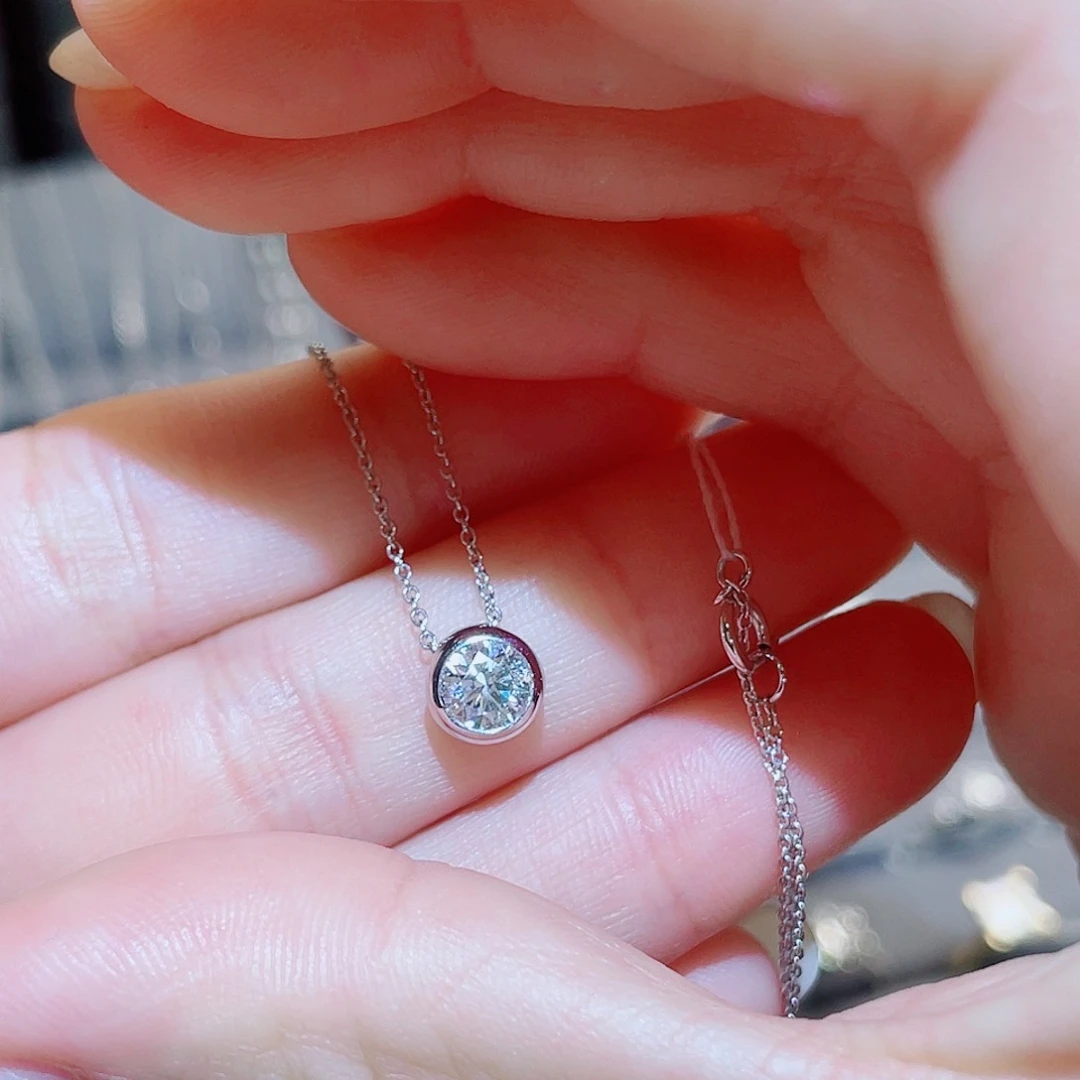 18K金镶嵌实验室培育钻石0.5ct 泡泡项链