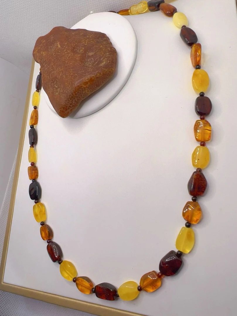 【包邮】天然琥珀项链女士挂件时尚款长链KAHRIWA ZANJIR血泊7