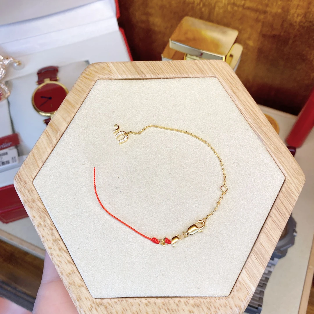 坠链均925银合成锆石 定制黑标K灵性的小蛇红绳时尚手链dois12