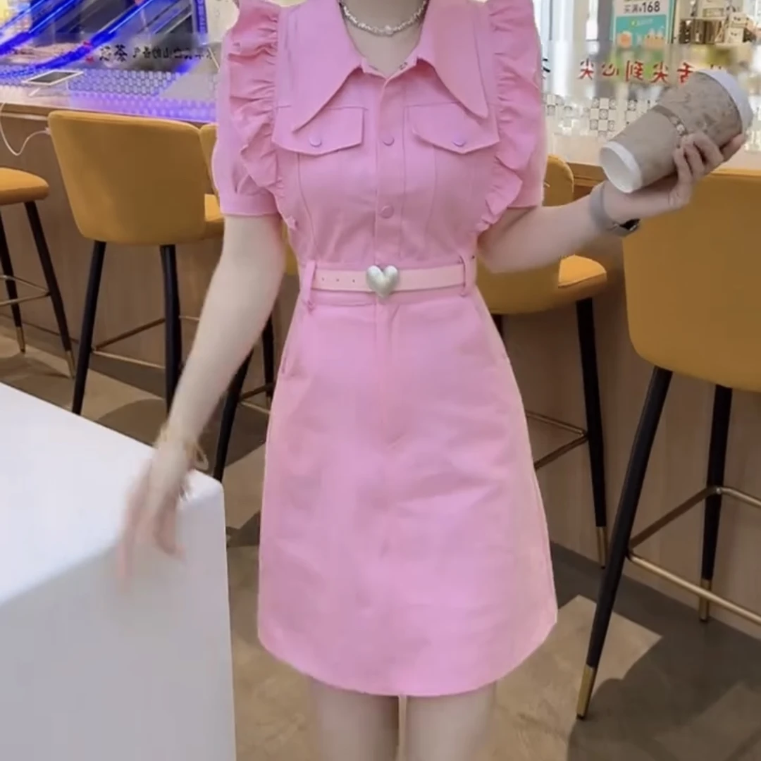 新款时尚牛仔收腰显瘦连衣裙