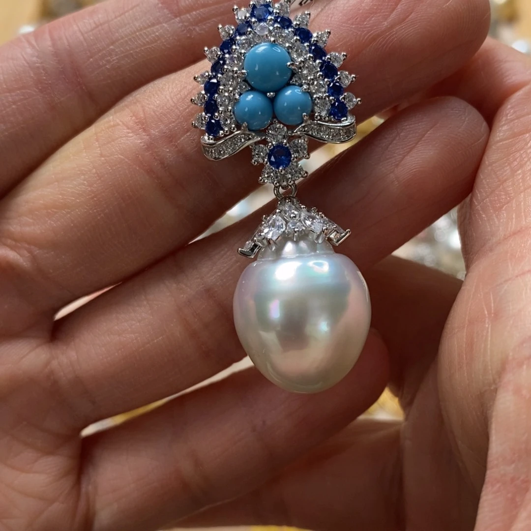 海水珍珠颈饰银S925镶嵌