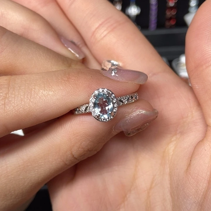 海蓝宝石戒圈银S925镶嵌设计