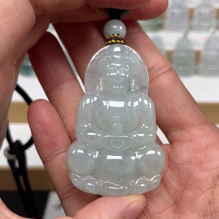 翡翠未镶嵌颈饰天然翡翠A货观音38号