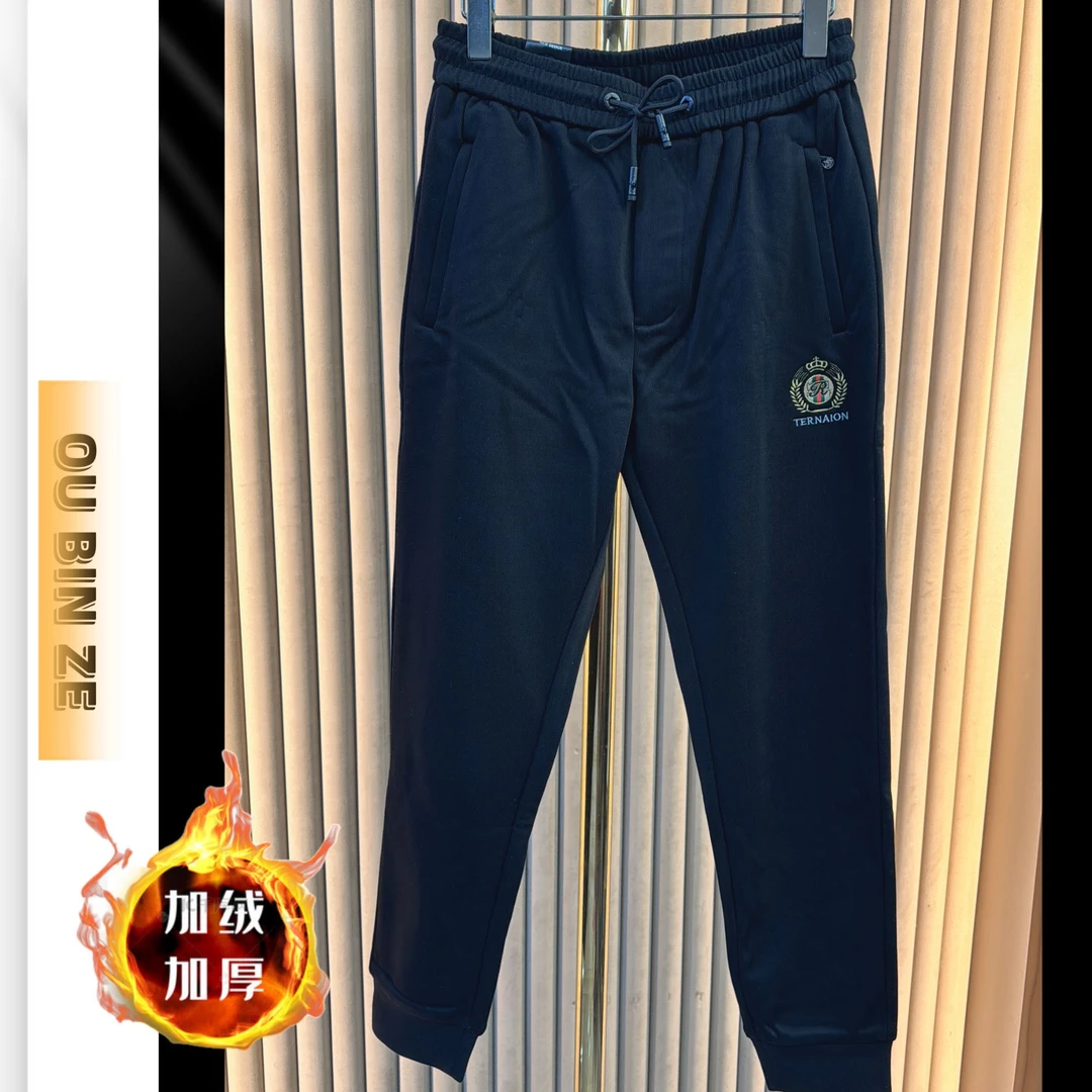 清 【秋冬长裤上新】2024欧货男装冬季加厚加绒松紧腰休闲裤2939