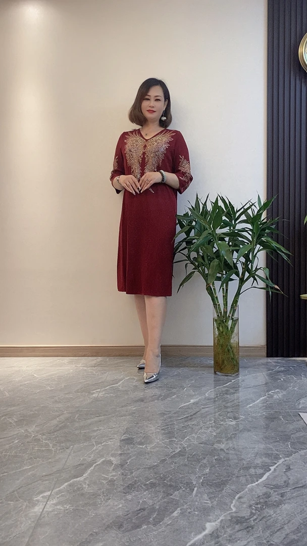 2395款纳米丝中长款冰麻裙