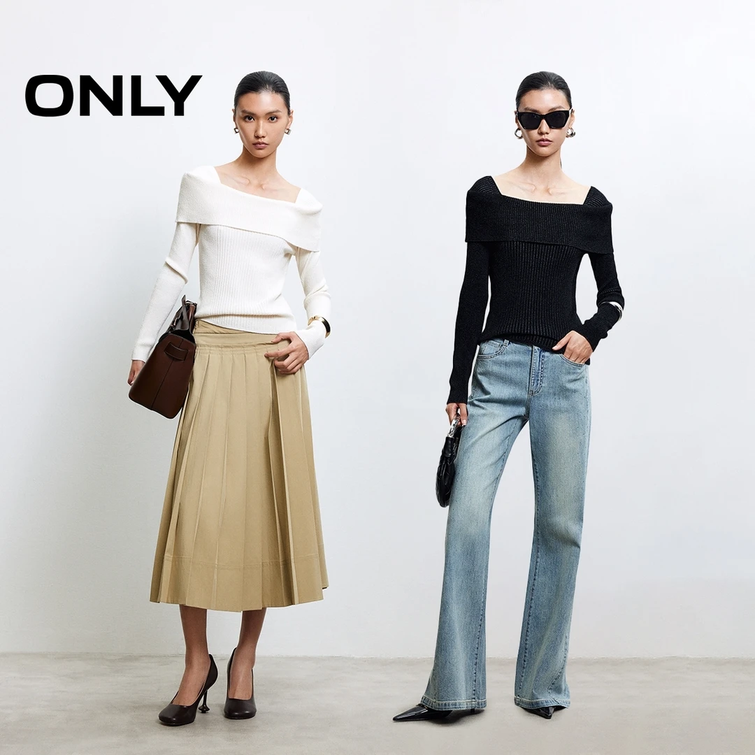 ONLY秋冬显瘦一字肩针织衫女优雅气质休闲拍照必备衣服|125324017