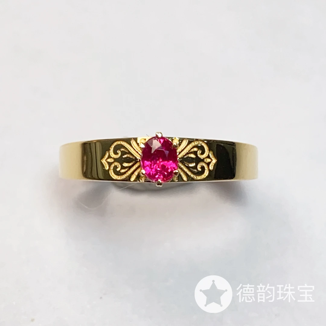 18K金镶嵌无烧红宝石戒指