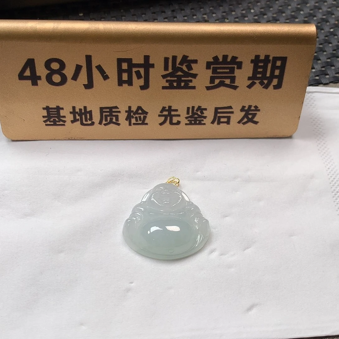 颈饰18K金镶嵌翡翠佛