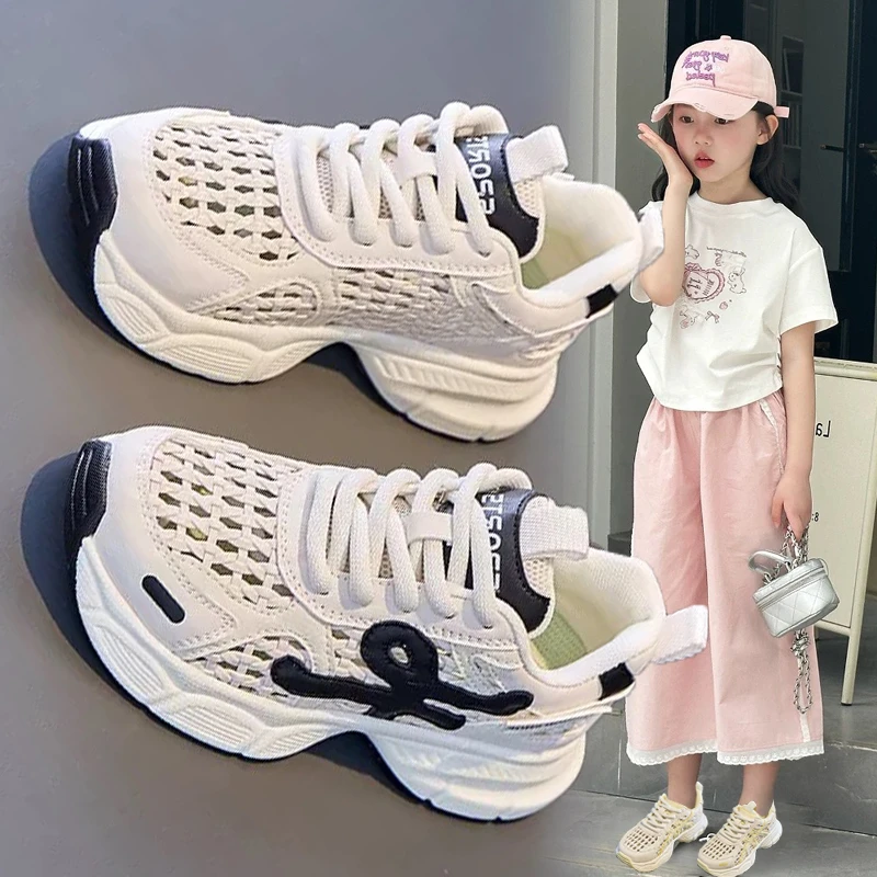 女童运动鞋2025夏季新款儿童运动凉鞋中大童镂空透气百搭网鞋童鞋