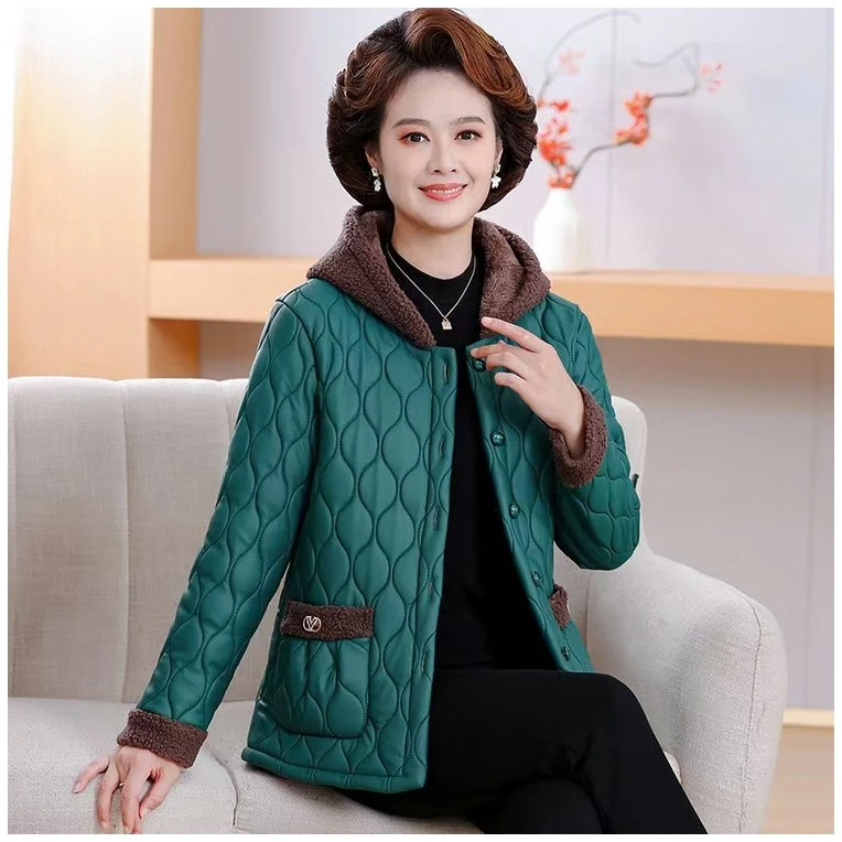 新品妈妈加绒加厚皮棉衣中老年洋气冬季宽松大码棉袄保暖棉服外套