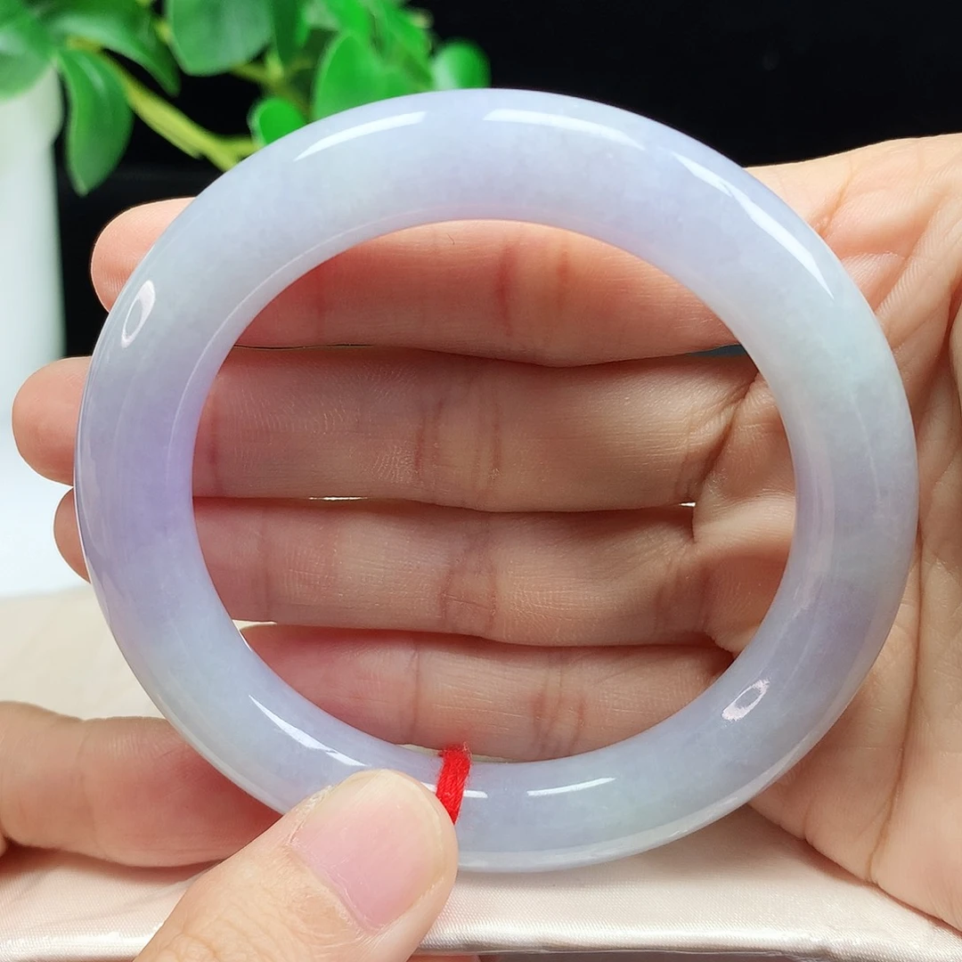 未镶嵌手镯翡翠54圈口春彩圆条643