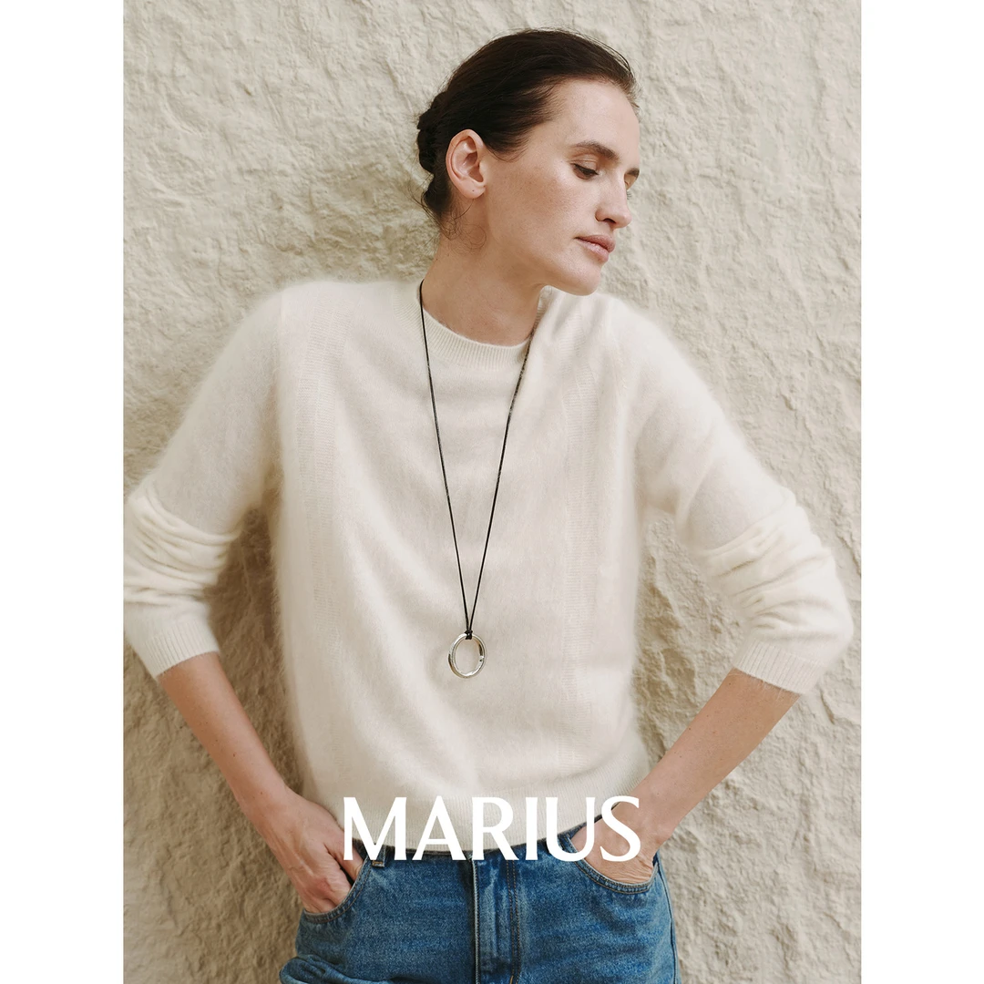 MARIUS“玉兔”康赛妮拉毛工艺保暖舒适开衫套头针织衫