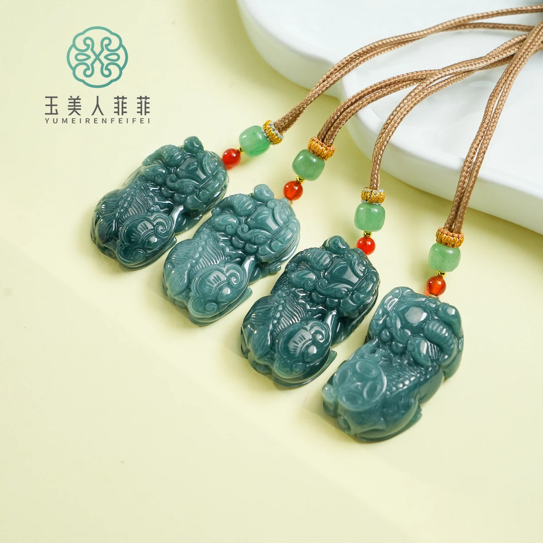 菲菲珠宝好~翡翠貔貅约40*23mm吊坠~多样性发一-赠绳