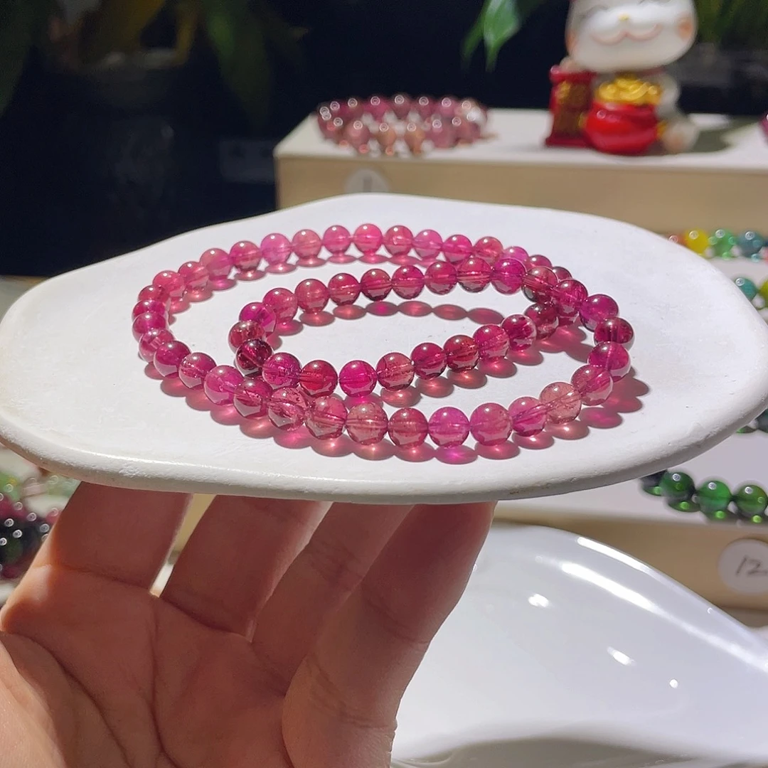 手链未镶嵌碧玺福利款双圈红碧玺玻璃体6.3左右