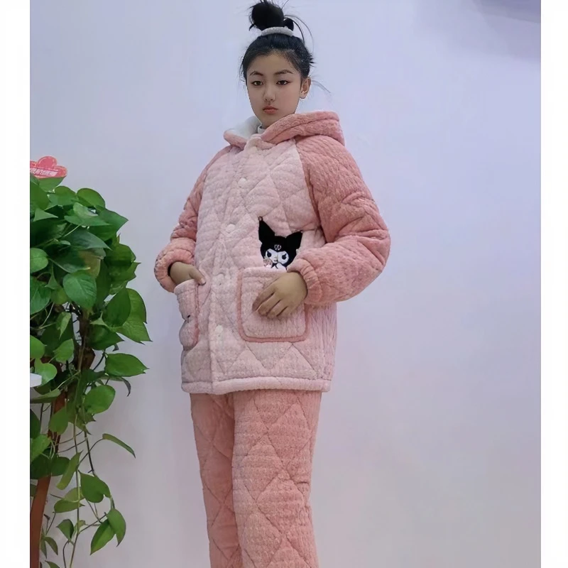 【大童全链接】冬季高档加绒保暖三层夹棉加厚可外穿睡衣家居服冬款