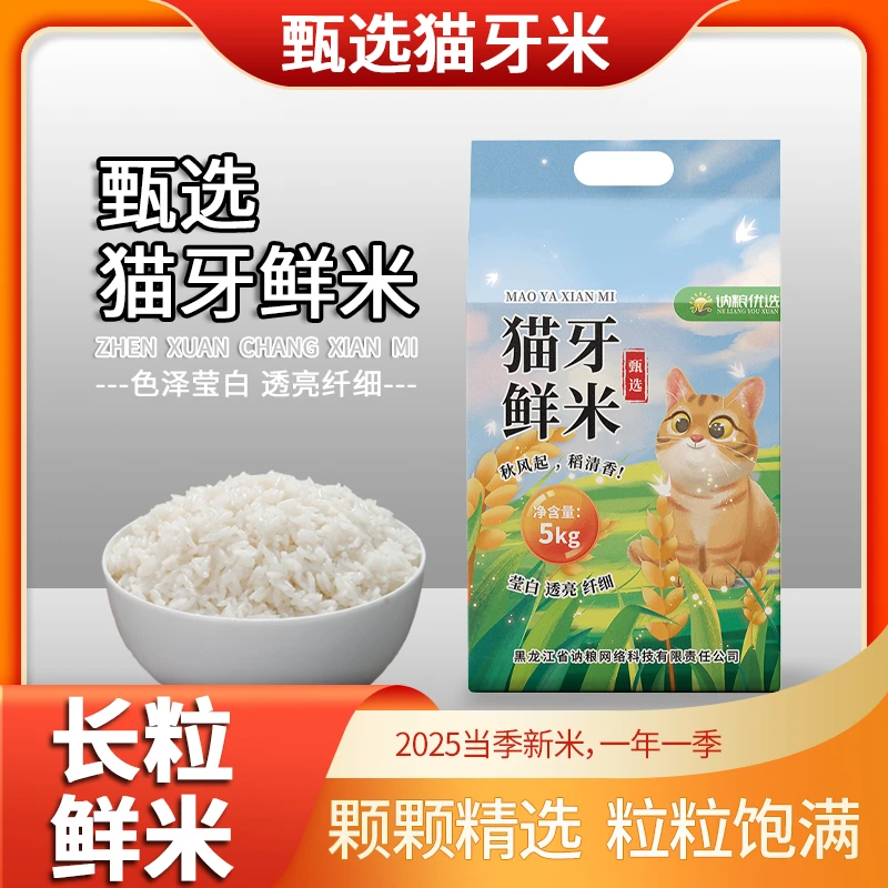 【当季新米 米长4-6mm】5斤醇香猫牙米长粒现磨现发软糯籼米丝苗米