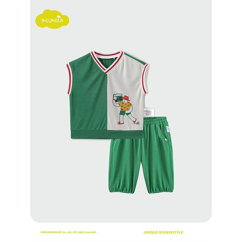 moimoln小云朵童装夏季新款男宝宝背心裤子两件套男童套装