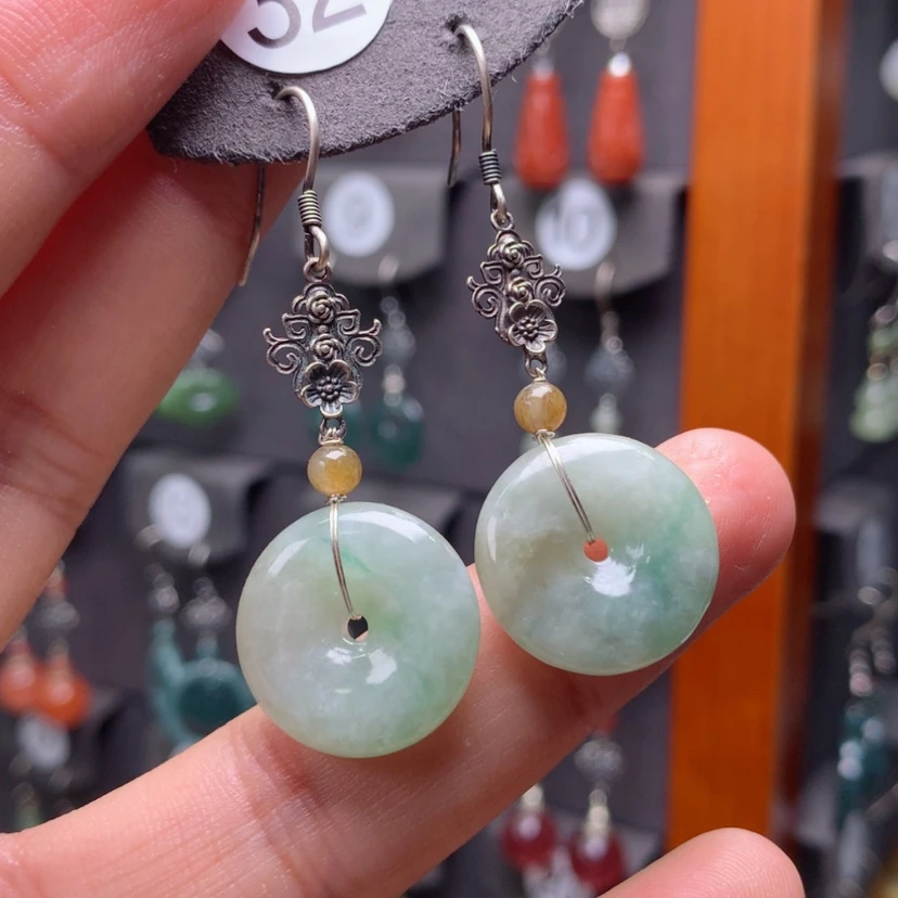 【闪购商品】翡翠银S925镶嵌耳饰满意