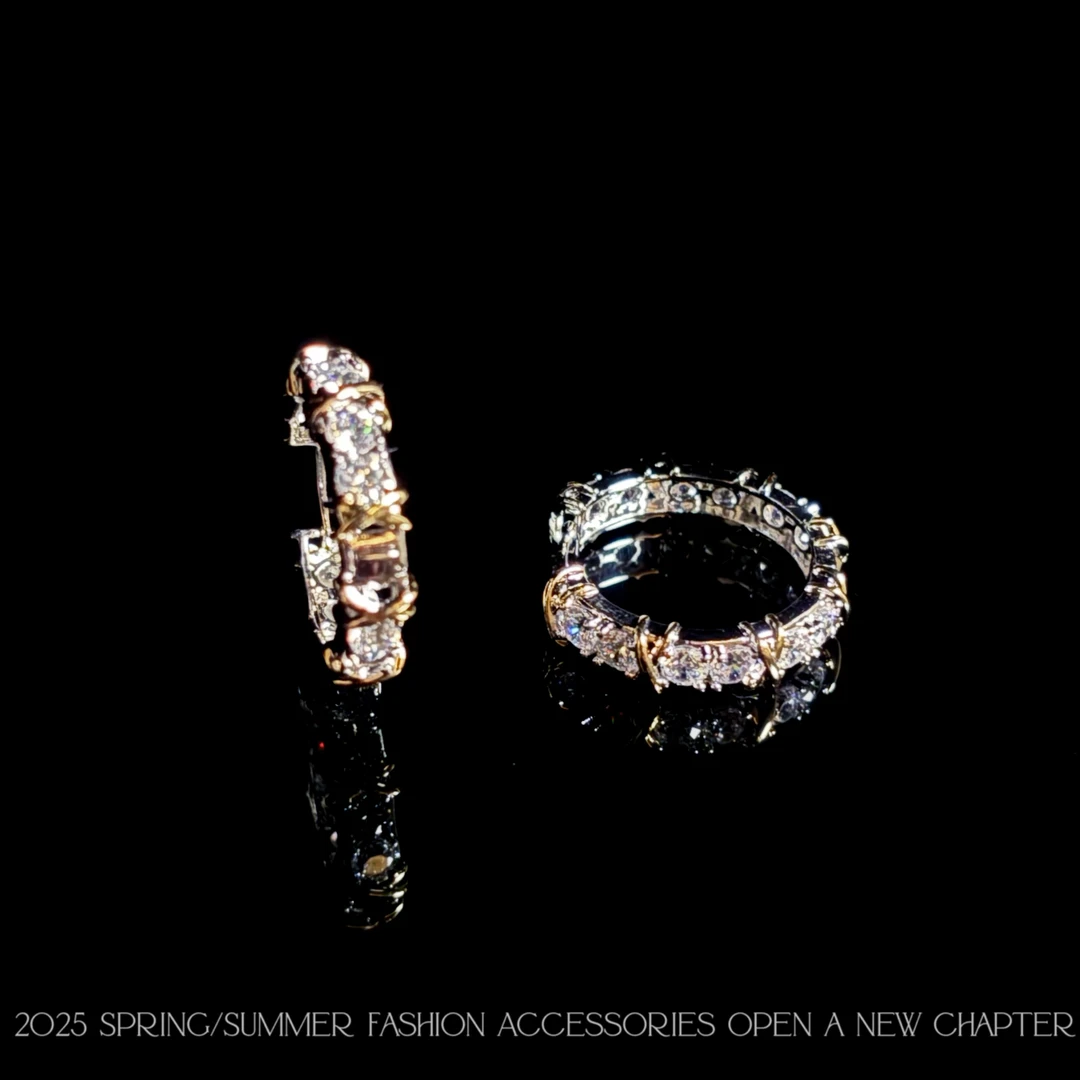 铜合金耳饰 镀k金 2025款C7103【大交叉双色】铂堡俪 BOBAOLI 耳环