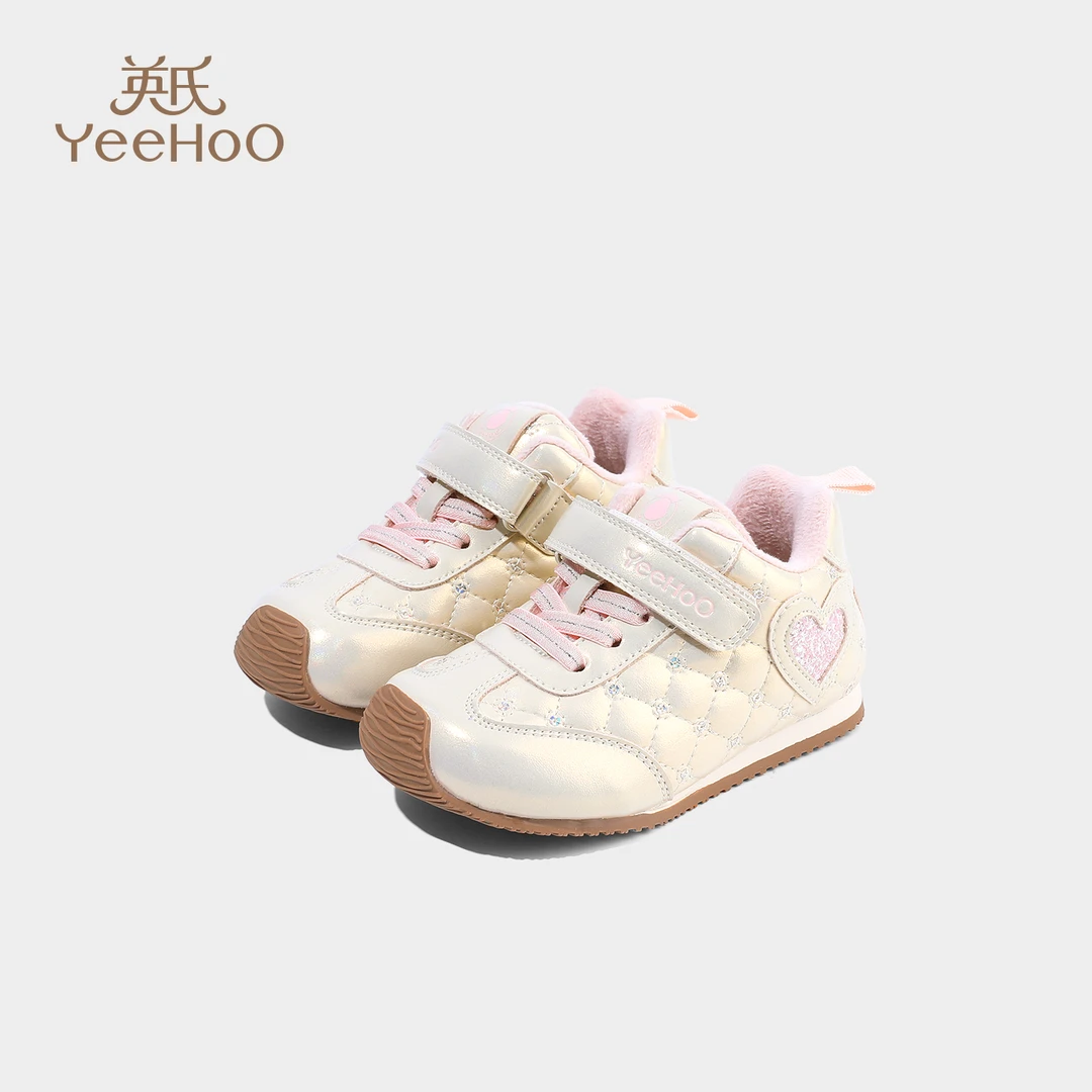 英氏童鞋儿童运动鞋冬季新款保暖女童休闲鞋加绒小童棉鞋宝宝鞋子