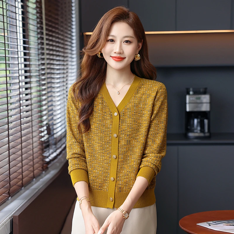 秋季宽松上衣毛针织衫女装显瘦春秋时尚长袖针织开衫