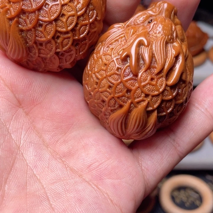 把件橄榄核金币龙龟手球3.7