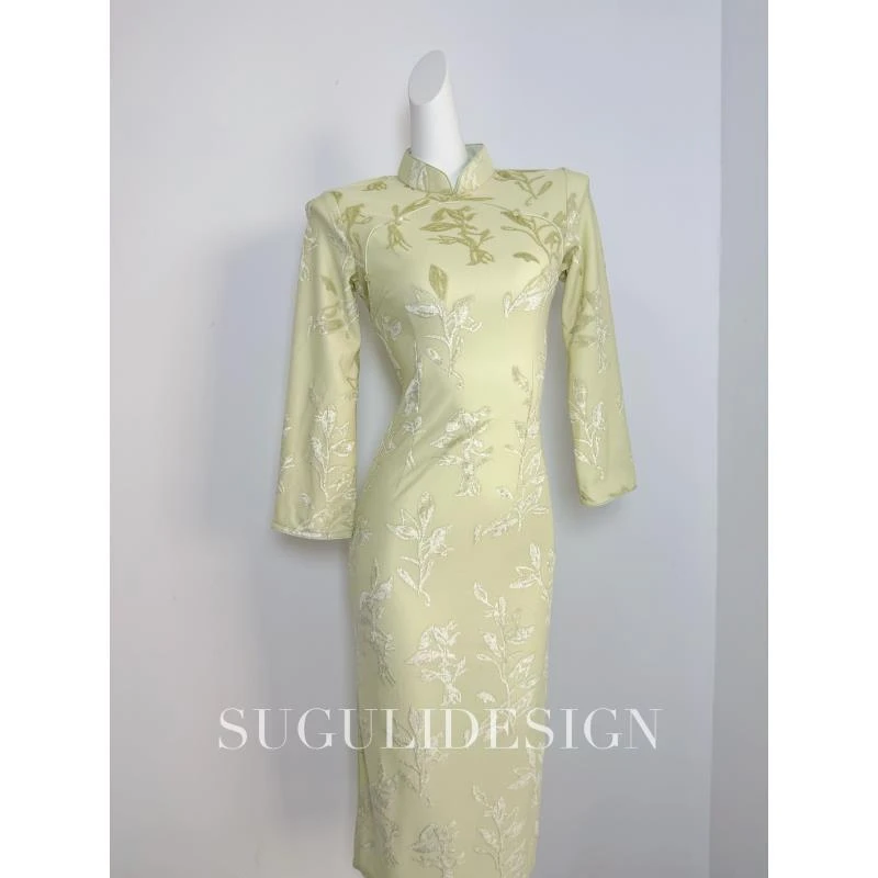 苏故里【浅棠沐风】文艺气质修身高端日常旗袍奢华气质单层衣长120