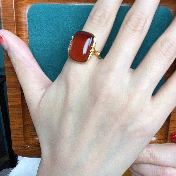 血珀戒指银S925镶嵌戒指