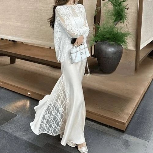早春御姐轻熟风穿搭2025法式套装高级感蕾丝上衣女高腰显瘦半身裙