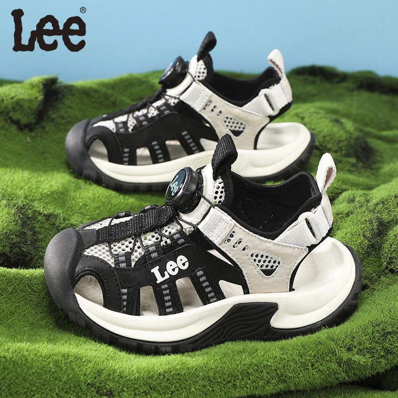 Leekids中大童2025夏季儿童包头凉鞋休闲儿童透气防撞运动沙滩鞋