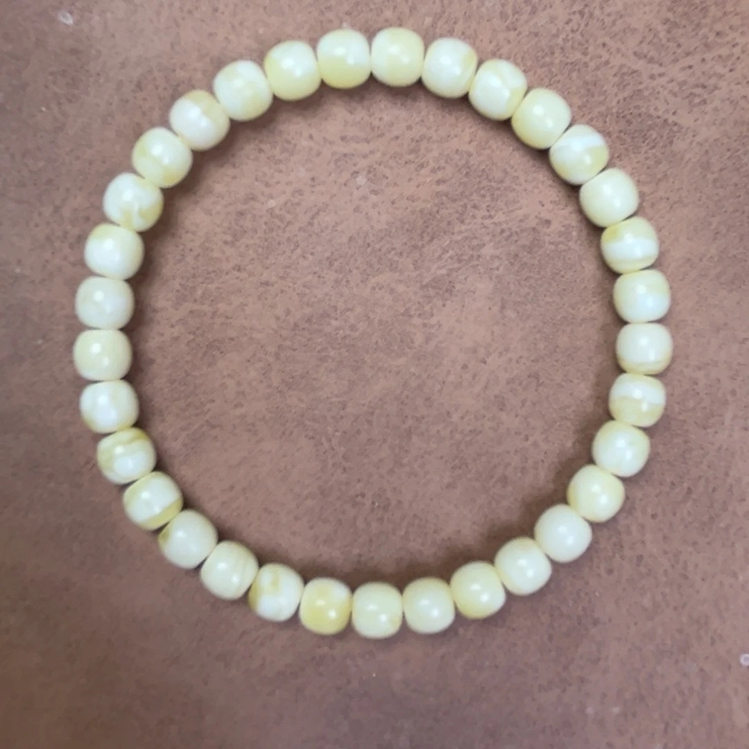 萧***熊蜜蜡未镶嵌手串纯天然俄料瓷白花极限弧高桩6*5.5腕口16*