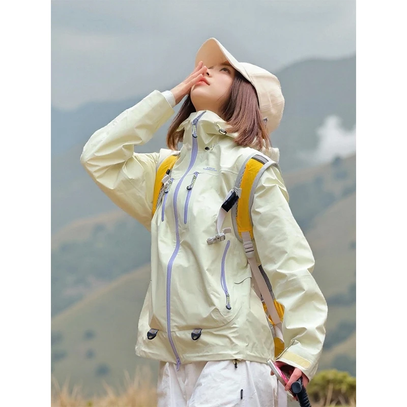KSKM雪霁黄冲锋衣外套女2025春秋新款三合一户外可拆卸徒步登山服
