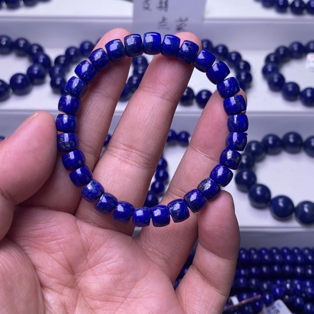 青金石未镶嵌手链直切卡7时白少金